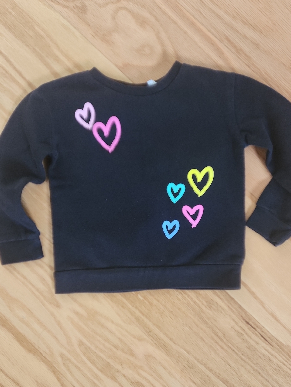 Children's Place Black Sweatshirt with Neon Heart Accents 3 T